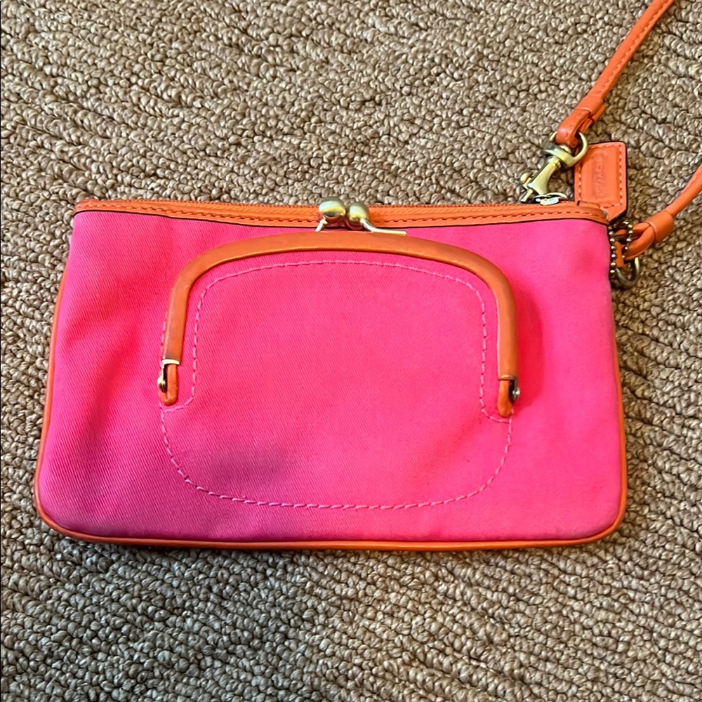 Coach Pink and Orange Wristlet - Picture 2 of 4